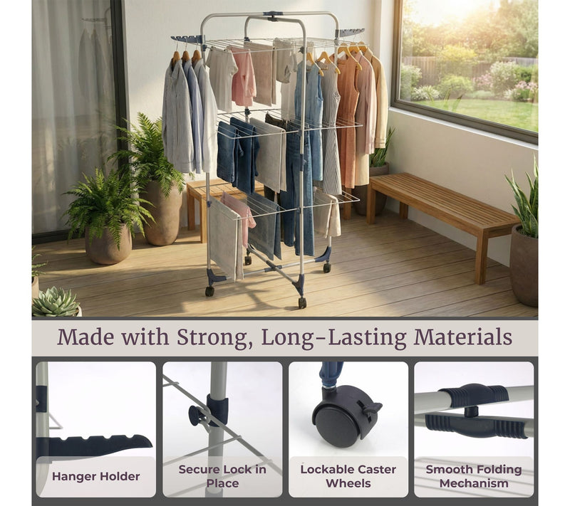 Lavish Home Clothes Drying Rack 3-Tiered Laundry Station — View 4
