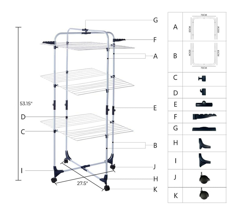 Lavish Home Clothes Drying Rack 3-Tiered Laundry Station — View 8