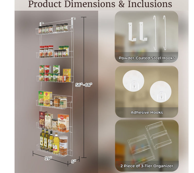 Lavish Home Over the Door Organizer 6-Tier Adjustable Shelves — View 6