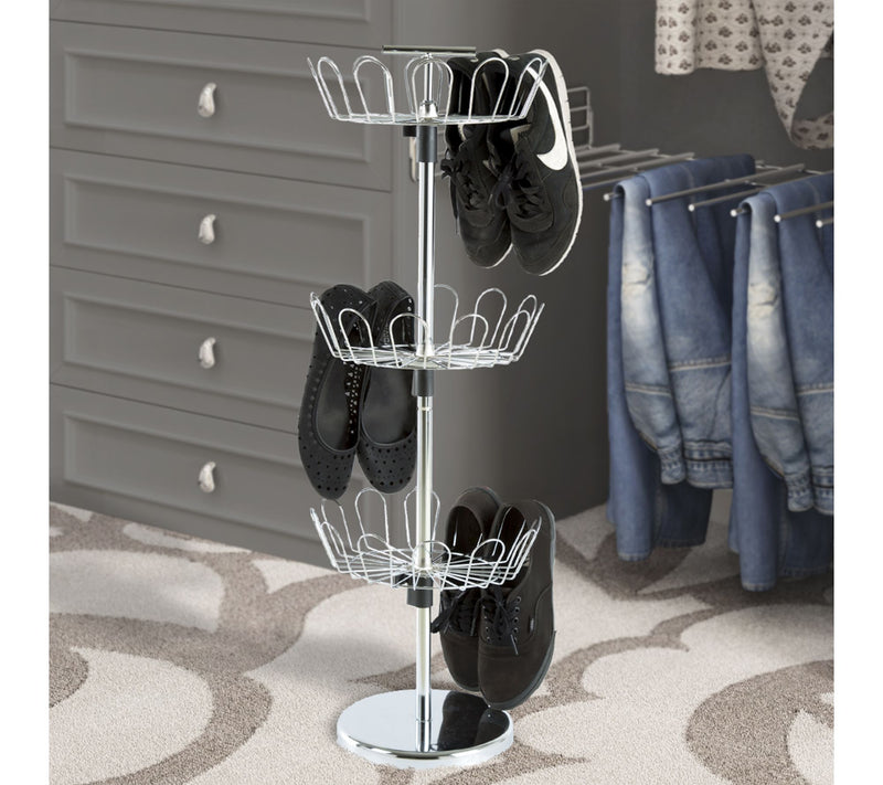 Lavish Home Rotating Shoe Rack 3-Tier Shoe Tower Holds 18 Pair — View 4