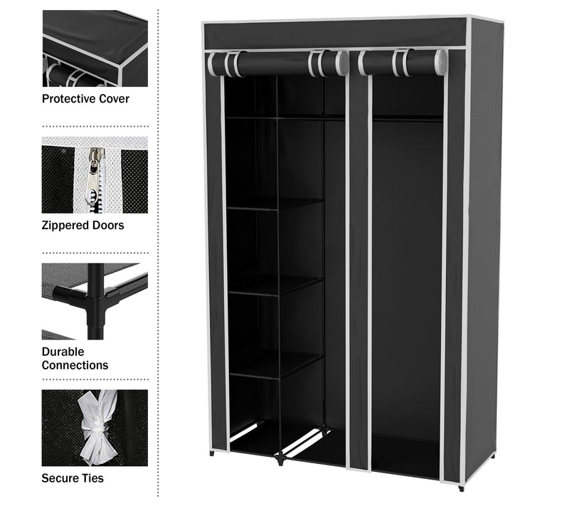 Lavish Home Portable Closet Wardrobe for Hanging Clothes — View 3