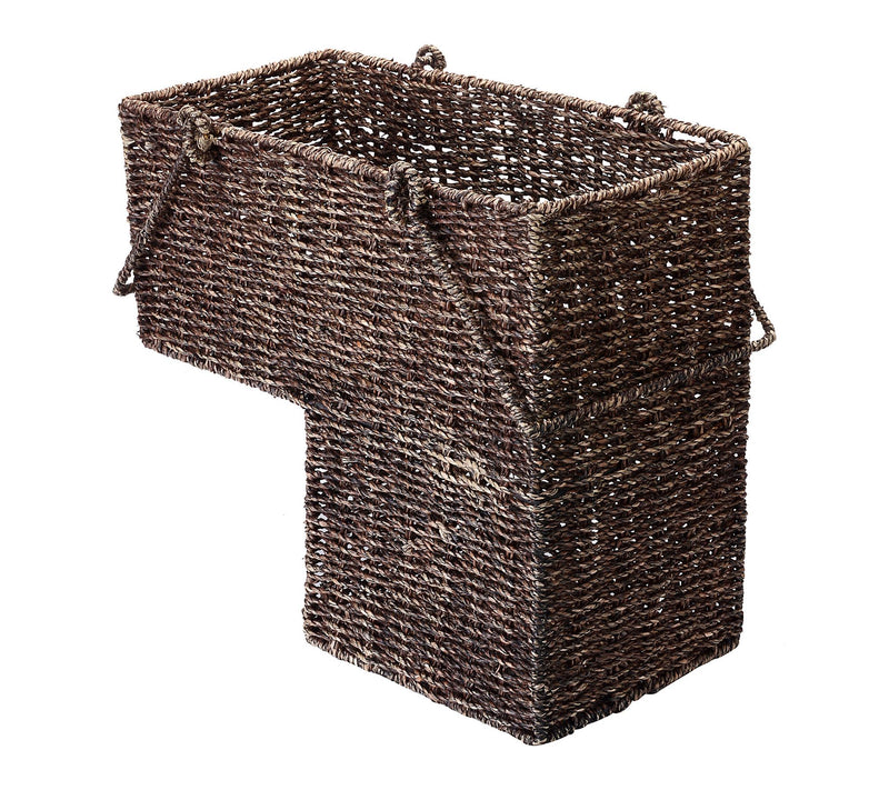 Villacera 14" Handmade Wicker Stair Case Basketwith Handles — View 11