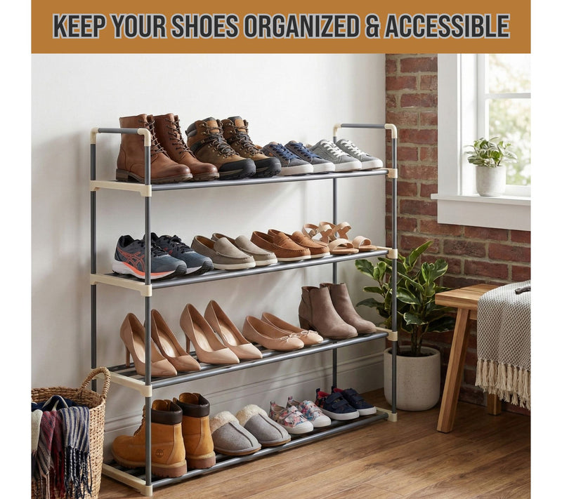 Home-Complete Shoe Storage Rack 4-Tier Shoe Organizer — View 2