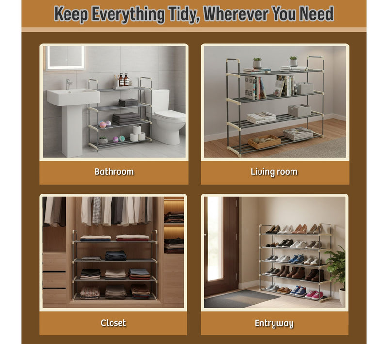 Home-Complete Shoe Storage Rack 4-Tier Shoe Organizer — View 4