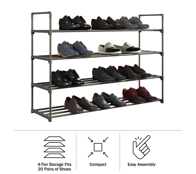 Home-Complete Shoe Storage Rack 4-Tier Shoe Organizer — View 3