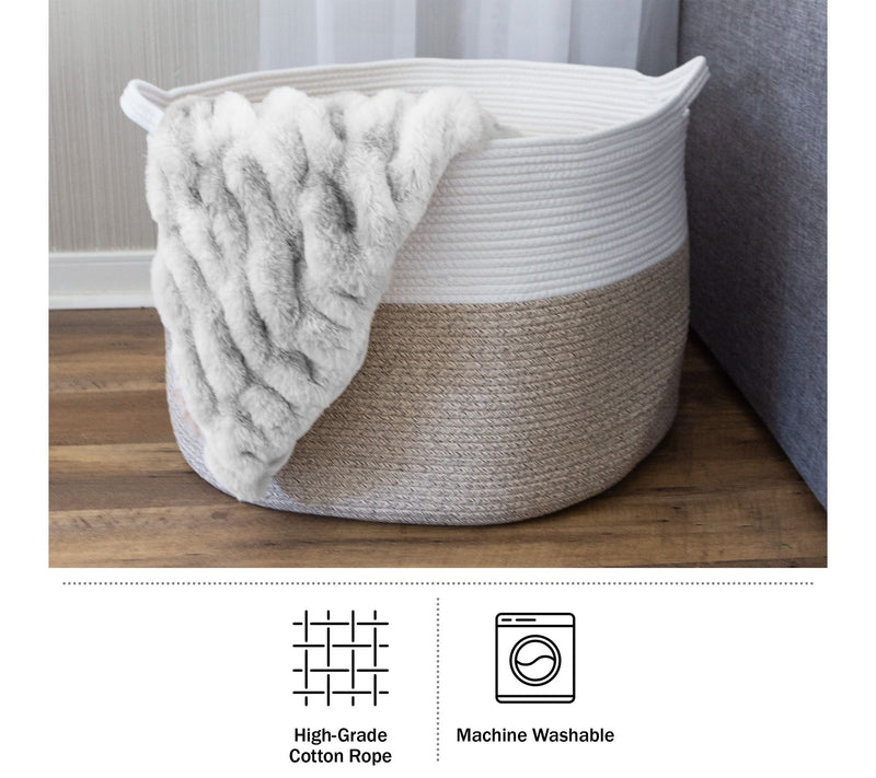 Home-Complete Extra-Large Cotton Rope Basket with Handles — View 2