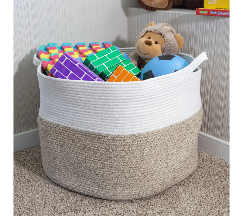 Home-Complete Extra-Large Cotton Rope Basket with Handles — View 7