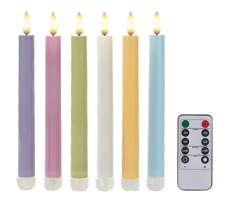 LumaBase Battery Operated 3D Flame Taper CandlePastel Set — View 5
