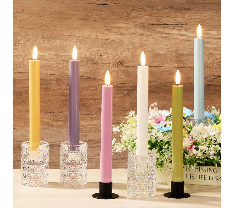 LumaBase Battery Operated 3D Flame Taper CandlePastel Set — View 2