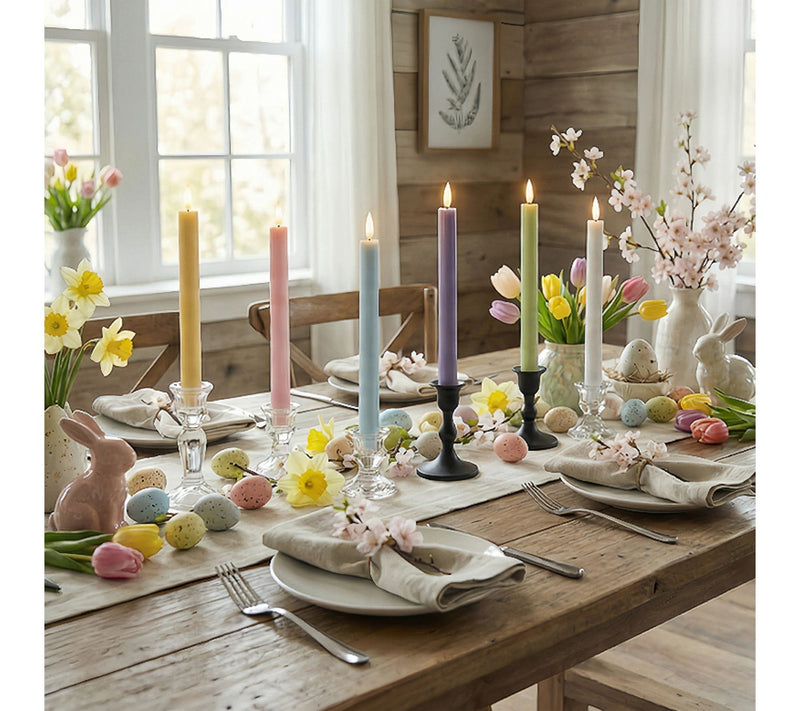 LumaBase Battery Operated 3D Flame Taper CandlePastel Set — View 3