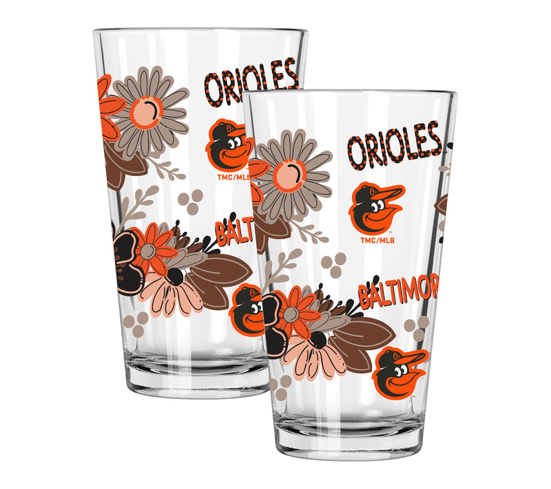 Memory Company 2pk MLB 16oz Flowers Design PintGlass — View 3
