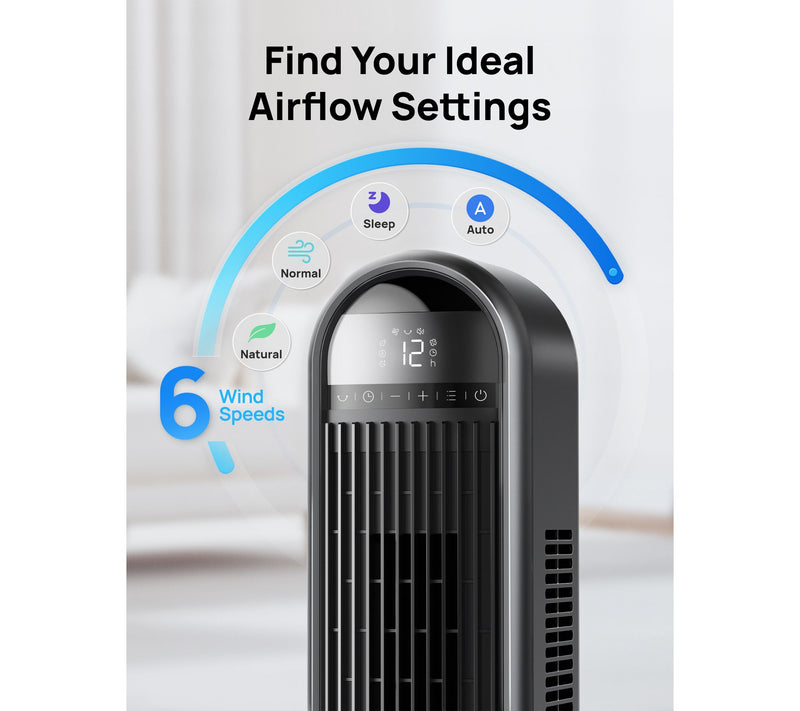 DREO 42" Tower Fan, 6 Speeds 25ft/s Airflow with Remote — View 3