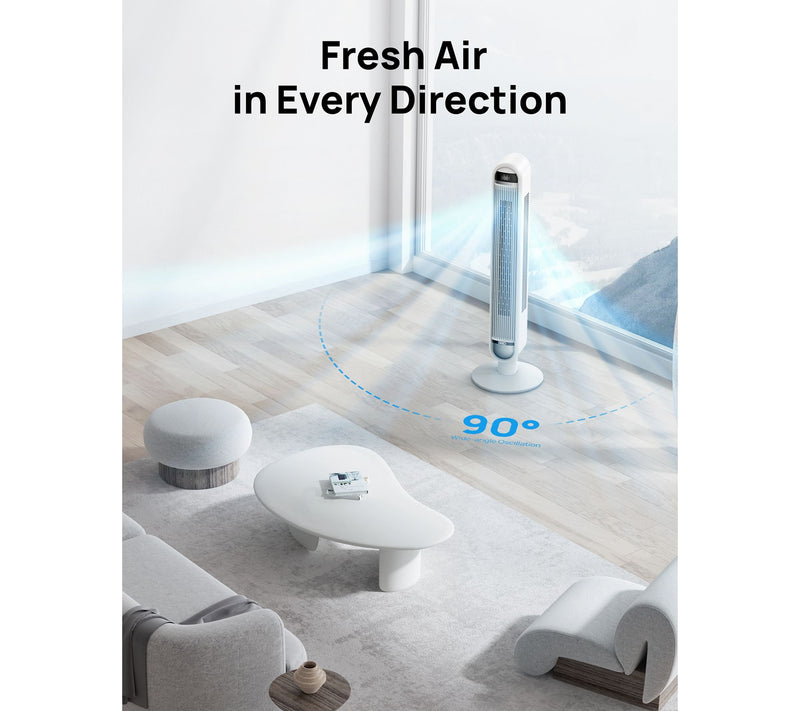 DREO 42" Smart Tower Fan with Remote 6-Speed 90Osc — View 5