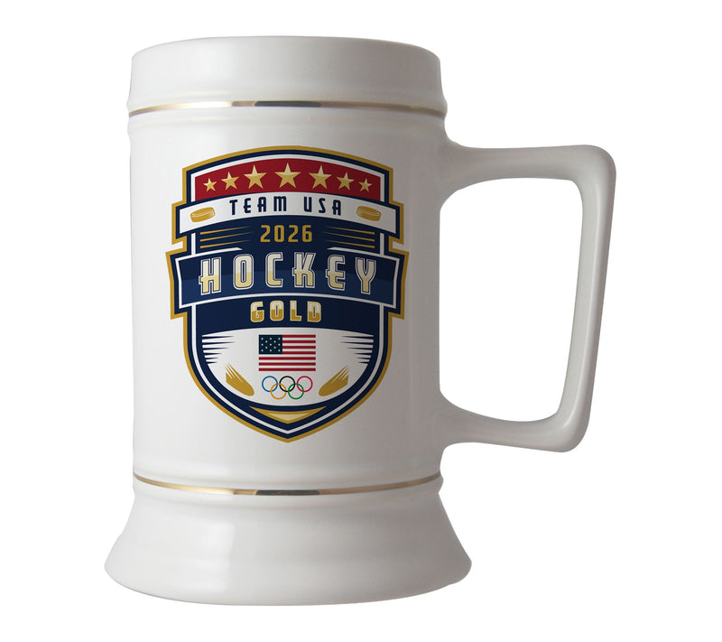 Memory Company 28oz Team USA Gold Crest HockeyCeramic Stein — Main view