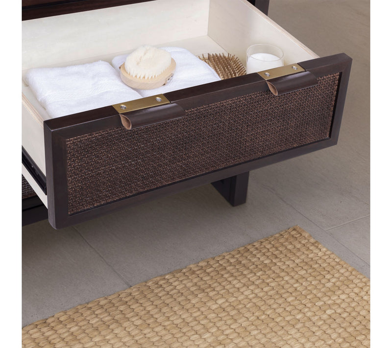 Teamson Home Hatteras Rattan Inlay Linen Cabinet with Drawers — View 6