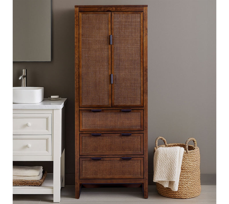 Teamson Home Hatteras Rattan Inlay Linen Cabinet with Drawers — View 13