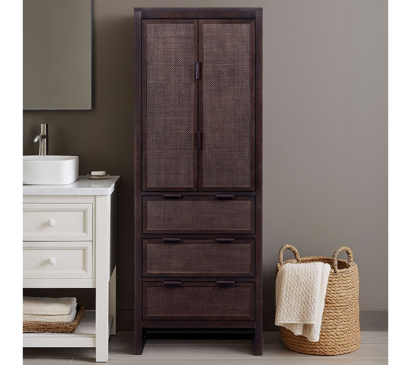 Teamson Home Hatteras Rattan Inlay Linen Cabinet with Drawers — View 5