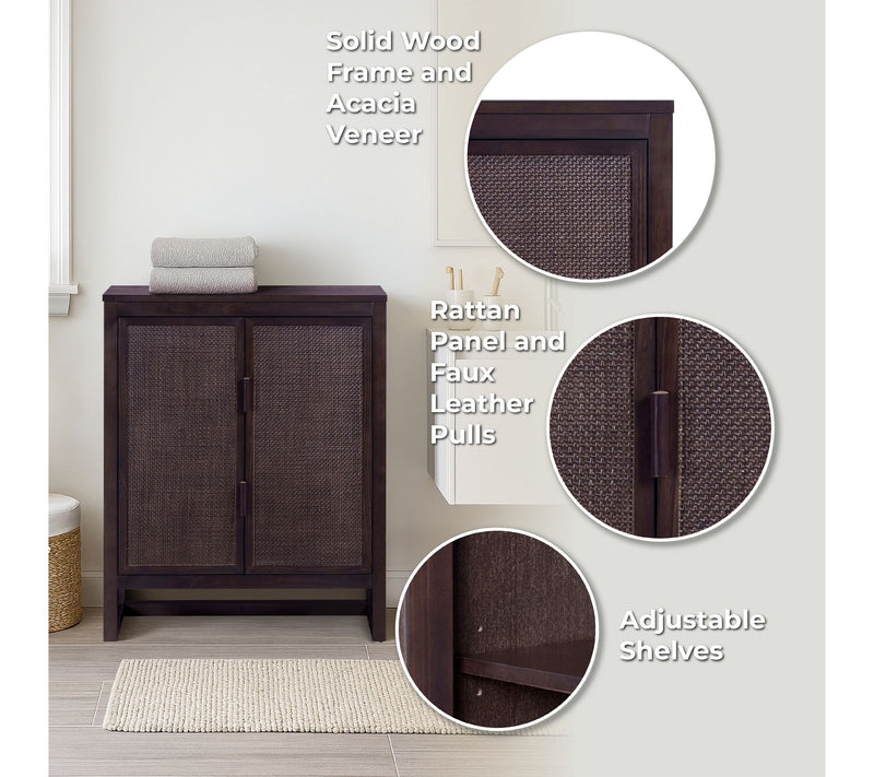 Teamson Home Hatteras Accent Cabinet with 2 Rattan Inlay Doors — View 7