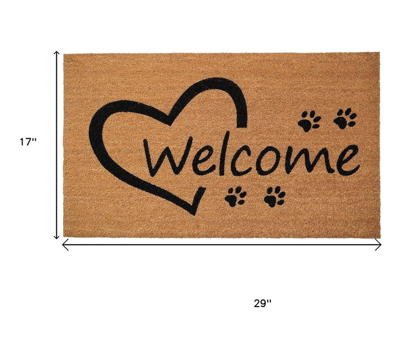 HomeRoots17" X 29" Natural & Black Pawprint Welcome Door Mat — View 3