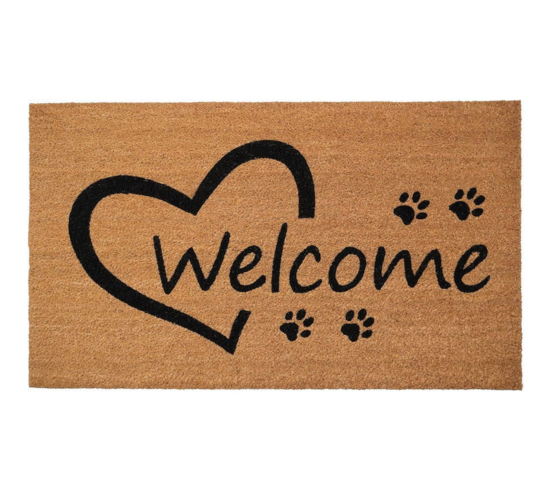 HomeRoots17" X 29" Natural & Black Pawprint Welcome Door Mat — View 2