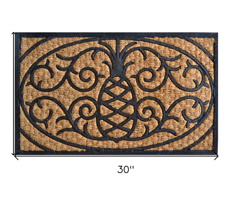 HomeRoots 18" X 30" Black Rubber Pineapple Outdoor Door Mat — View 2