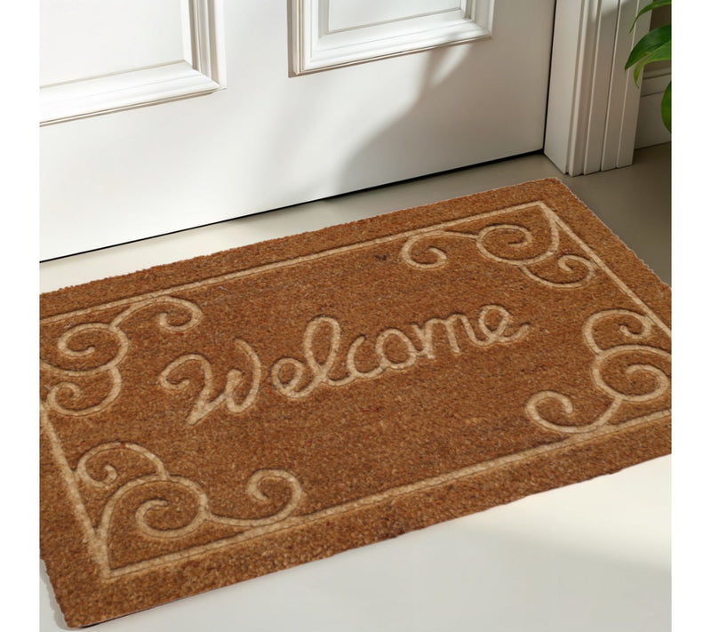 HomeRoots 18" X 30" Coir Vines Welcome OutdoorDoor Mat — Main view