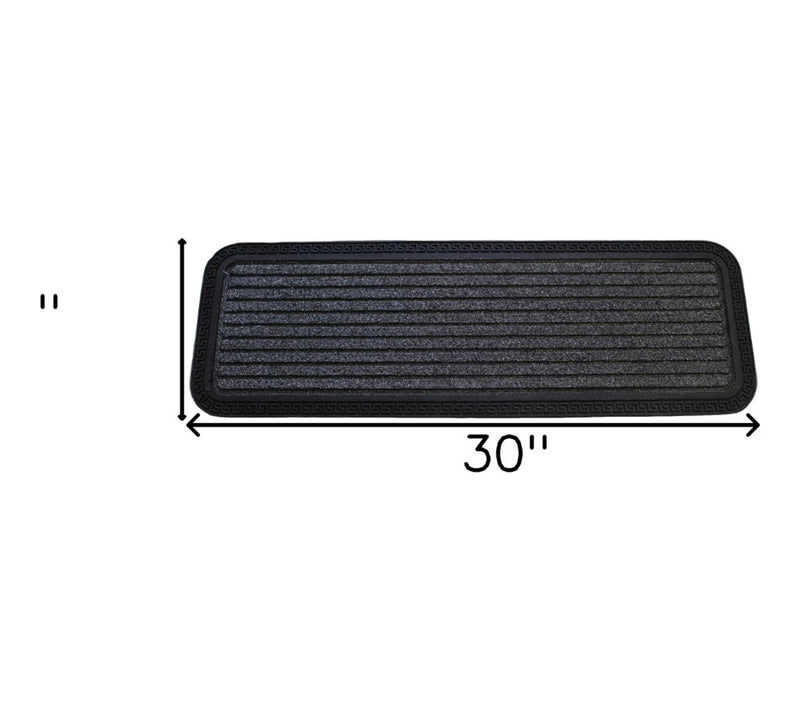 HomeRoots 10" X 30" Gray Synthetic Fiber Striped Door Mat — View 3