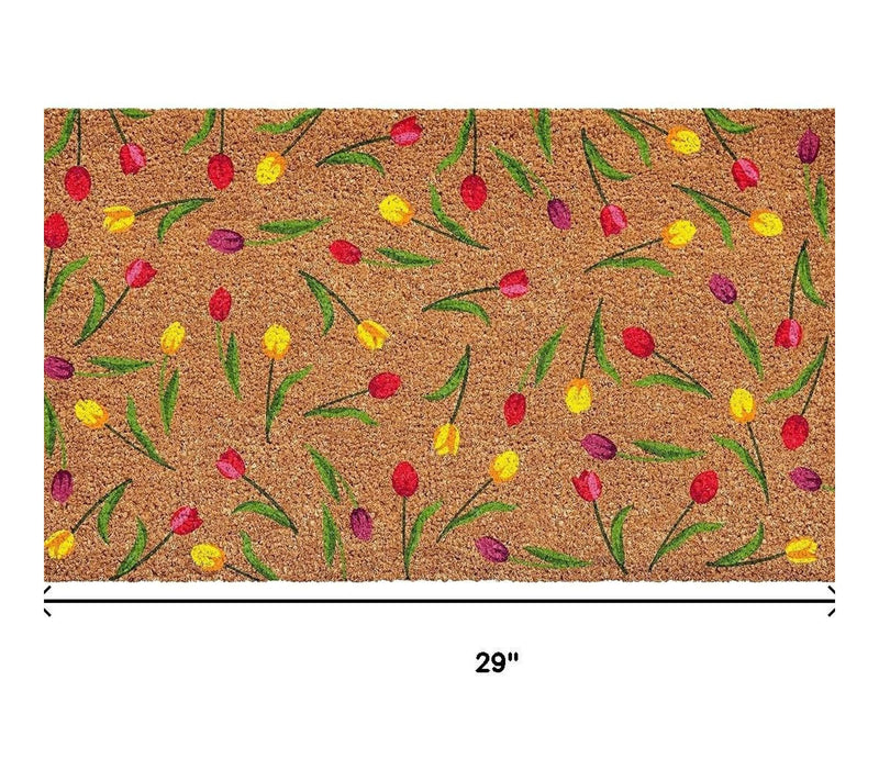 HomeRoots 17"X 29" Floral Outdoor Coir Door Mat — View 3