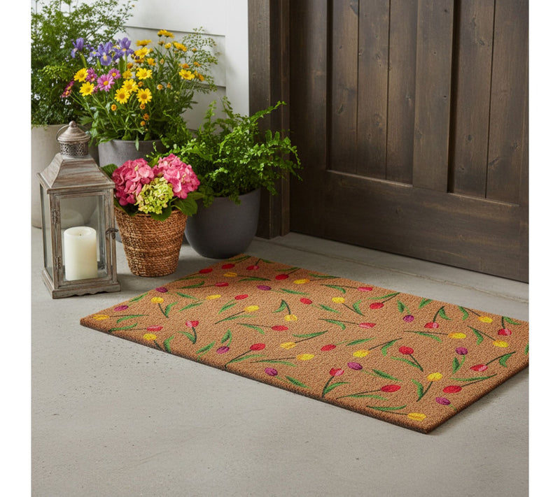 HomeRoots 17"X 29" Floral Outdoor Coir Door Mat — View 5
