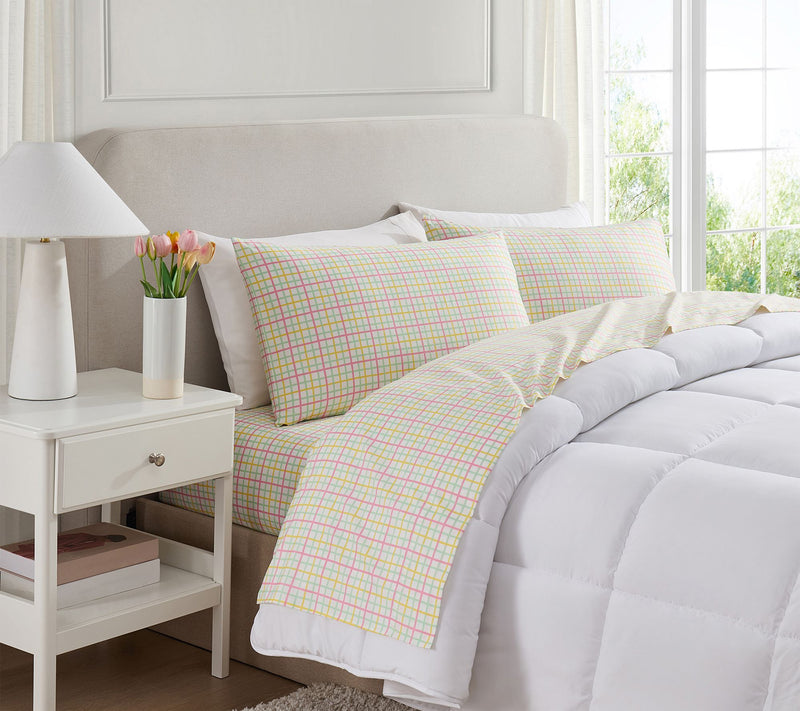 Hallmark Chromatic Grid 3-Pc Microfiber Bed Sheet Set, Queen — View 6
