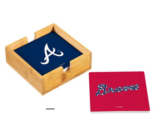 Evergreen 4 Piece MLB Team Ceramic Coaster Setwith Wood Caddy — View 5