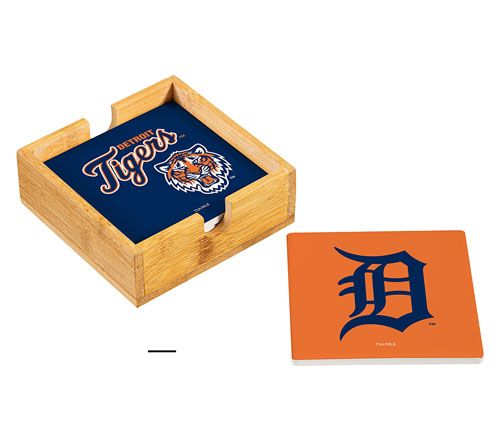 Evergreen 4 Piece MLB Team Ceramic Coaster Setwith Wood Caddy — View 8