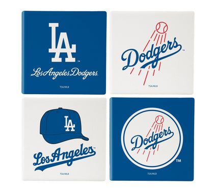 Evergreen 4 Piece MLB Team Ceramic Coaster Setwith Wood Caddy