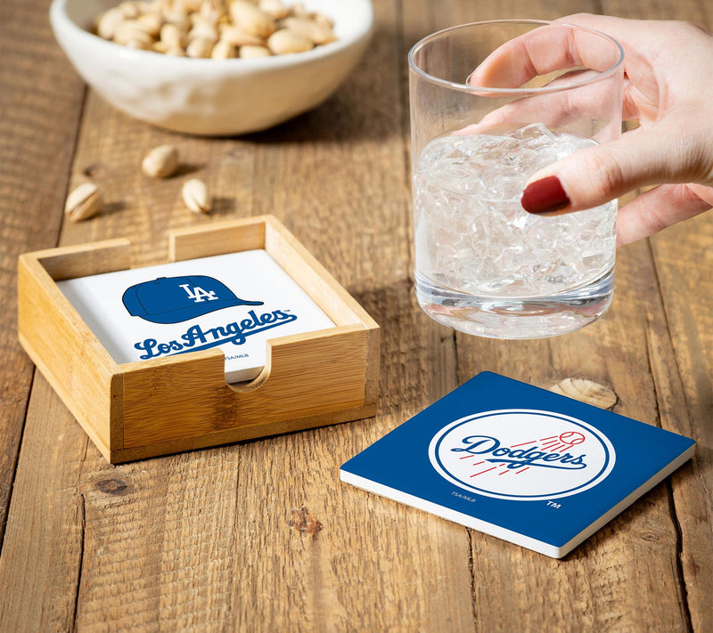 Evergreen 4 Piece MLB Team Ceramic Coaster Setwith Wood Caddy — View 4