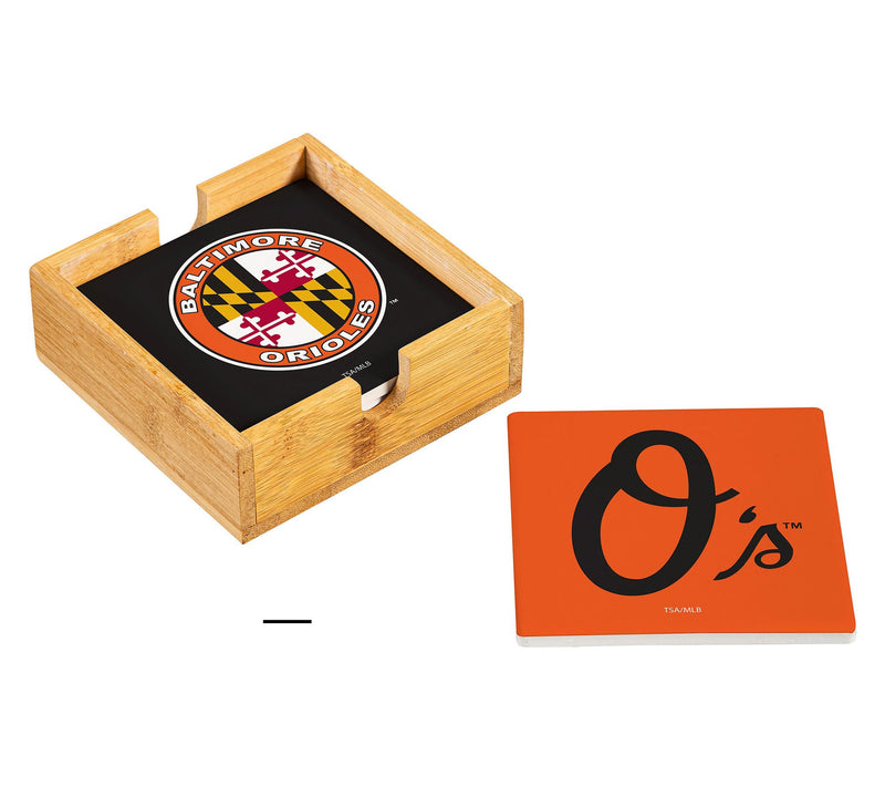 Evergreen 4 Piece MLB Team Ceramic Coaster Setwith Wood Caddy — View 32