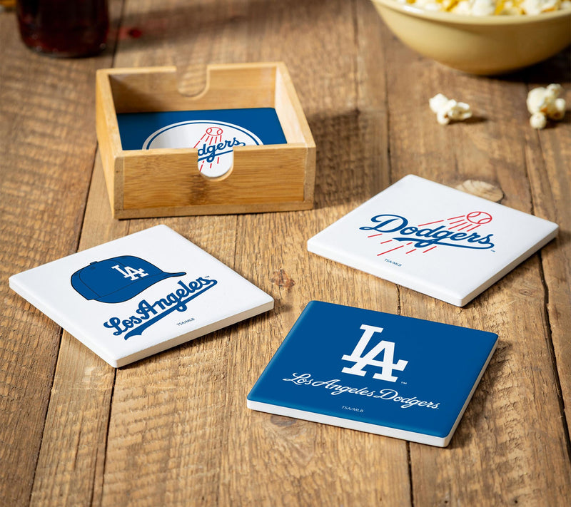 Evergreen 4 Piece MLB Team Ceramic Coaster Setwith Wood Caddy — View 3