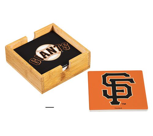 Evergreen 4 Piece MLB Team Ceramic Coaster Setwith Wood Caddy — View 19