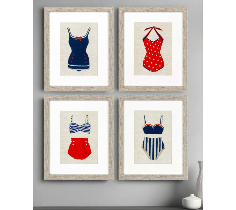 HomeRoots Set Of Four Red White And Blue Swimsuits Wall Art — View 2