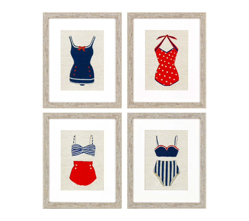 HomeRoots Set Of Four Red White And Blue Swimsuits Wall Art — Main view