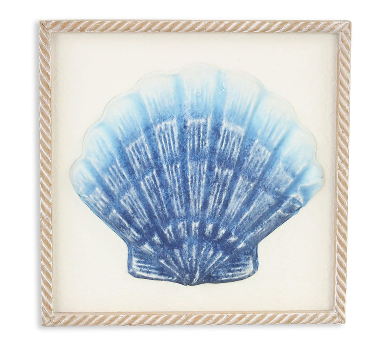 HomeRoots Blue and White Metal Sea Shell BrownWall Art — Main view