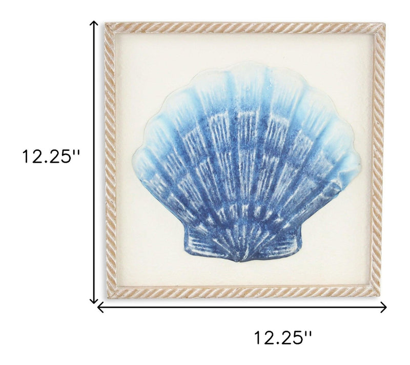 HomeRoots Blue and White Metal Sea Shell BrownWall Art — View 2
