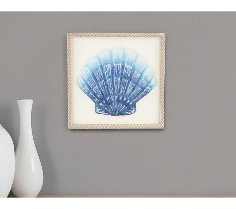 HomeRoots Blue and White Metal Sea Shell BrownWall Art — View 3