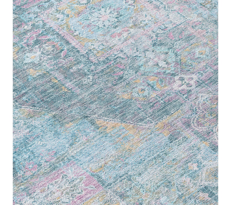 HomeRoots 3' X 5' Blue And Pink Medallion Washable Outdoor Rug — View 6