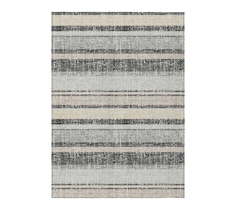 HomeRoots 3' X 5' Black Silver Striped WashableOutdoor Rug — Main view