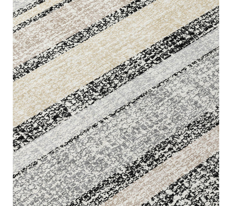 HomeRoots 3' X 5' Black Silver Striped WashableOutdoor Rug — View 3