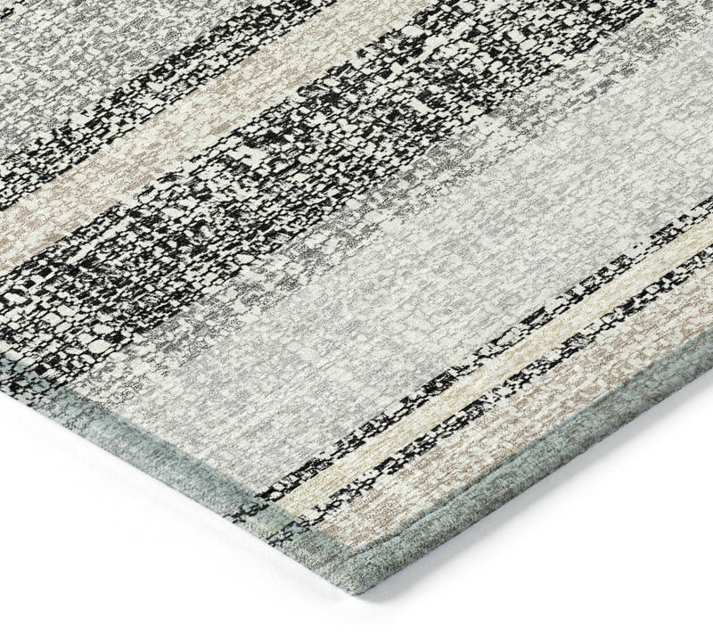 HomeRoots 5' X 8' Black Silver Striped WashableOutdoor Rug — View 4
