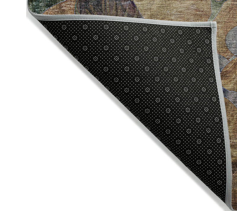 HomeRoots 5' X 8' Beige and Blue Abstract Washable Outdoor Rug — View 3