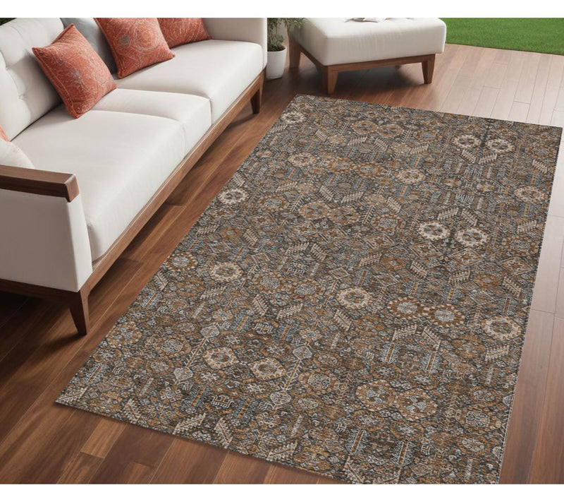 HomeRoots 5' X 8' Chocolate Tribal Washable Outdoor Rug — View 2