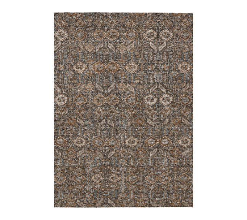 HomeRoots 3' X 5' Chocolate Tribal Washable Outdoor Rug — Main view
