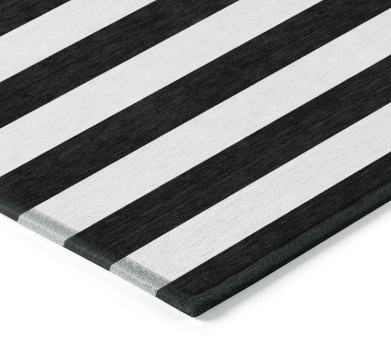 HomeRoots 3' X 5' Black and White Striped Washable Rug — View 4